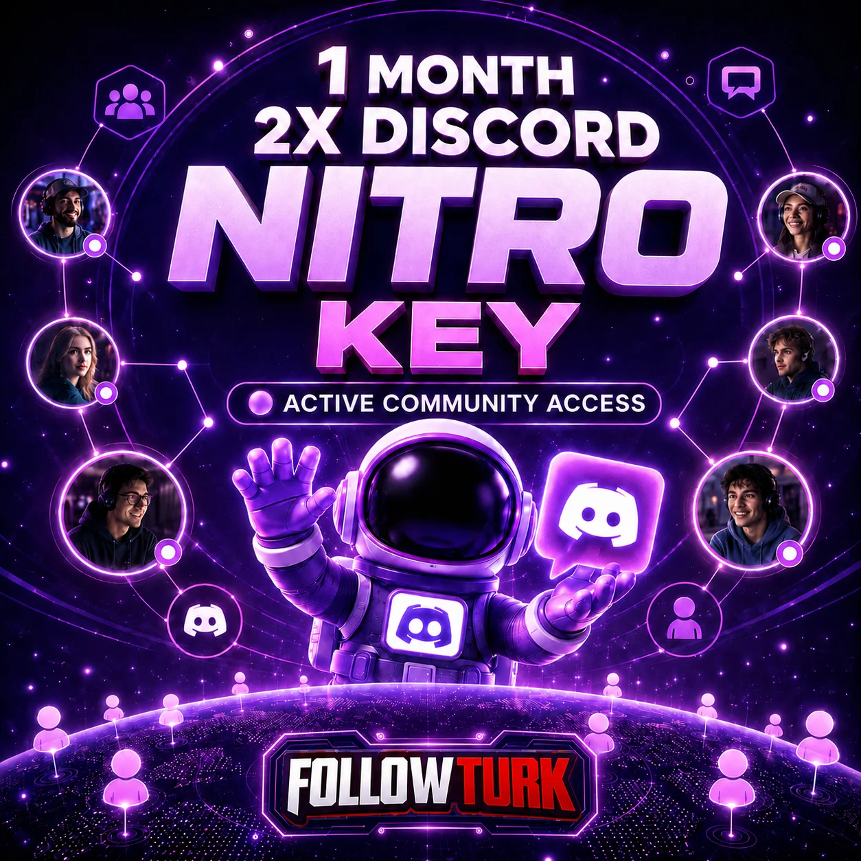 Klucz Discord Nitro na 1 miesiąc (2 kody x 30 dni)