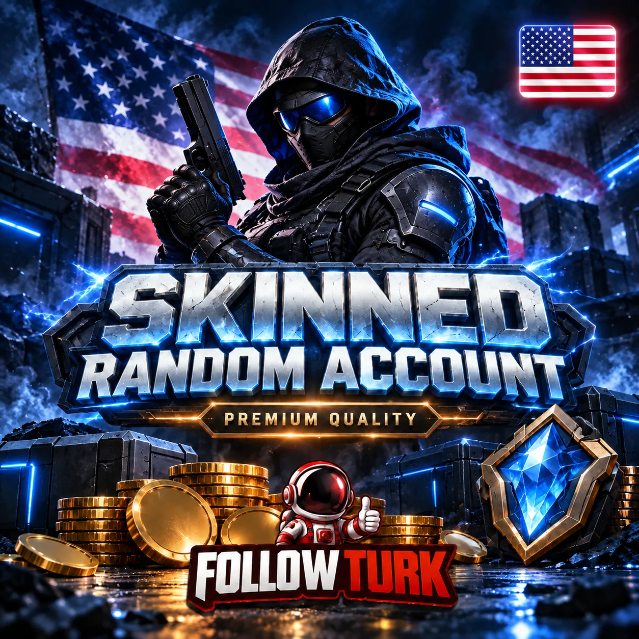 NA – Ameryka Północna: Losowe konto ze skinami – Full Access - FollowTurk